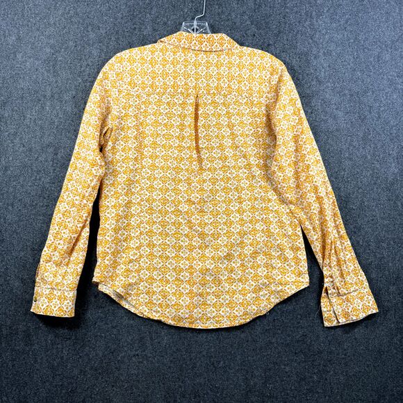 Maeve Antropologie Petrin Top Women's 4 Orange White Geometric Button Down - Picture 6 of 7